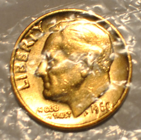 1968-Dime-Gold-Colored-In-Package